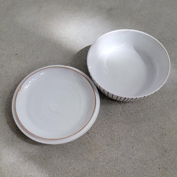 1960s Bitossi Raymor Italian Stripe Design Modern Ceramic Candy Dish With Lid - Picture 3 of 8